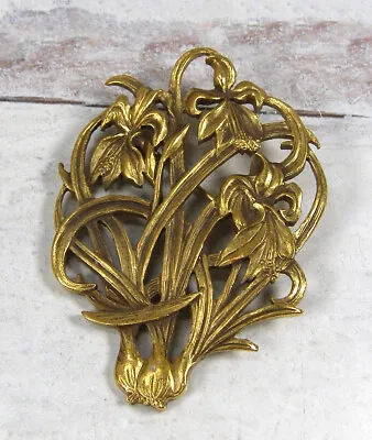 Vintage MFA Museum Of Fine Arts Flower Bouoquet Brooch Pin Iris Nouveau • $20