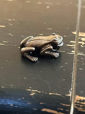 925 Sterling Silver Antique Art Deco Frog For Good Luck Slide Pendant • $9.99