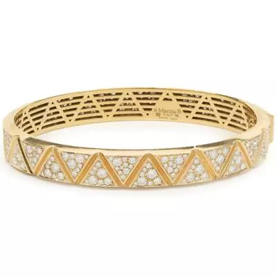 Marina B 18 Karat Yellow Gold Triangular Pave Diamond Bangle Bracelet • $17000