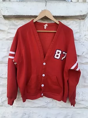 Vintage Varsity Cardigan Women’s Red Button Front Long Sleeve  • $23.80