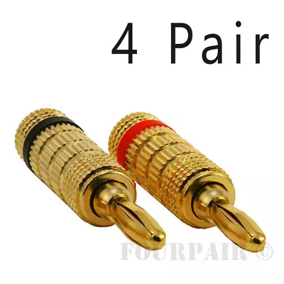 4 Pair 8pcs - Closed Screw Speaker Wire Banana Plugs Audio Gold Connectors • $12.95