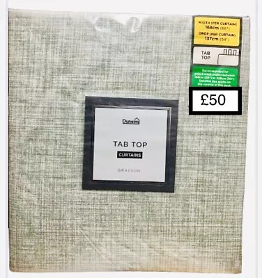 Dunelm Tab Top Curtains Grayson Grey/Green Curtains New 66” X 54” • £37.99