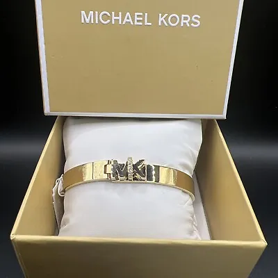 $125NWT Michael Kors Women's Gold-Tone Hamilton Cuff Bangle Bracelet MKJX7697710 • $88.88