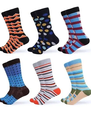 GALLERY SEVEN Mens Socks 6 Pack Assorted Colorful Fun Bright Patterned... • $11