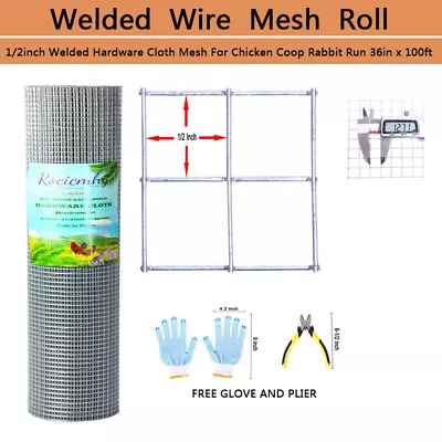 Hardware Cloth 1/2inch Galvanized Welded Wire Mesh Chicken Wire Fence 36  X 100' • $255.88