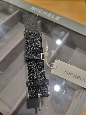 MICHELE MS20ET200001 20mm Leather Stingray Black Watch Strap  Band New Nwt • $120
