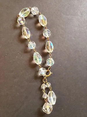Vintage Clear Crystal 7.5  Bracelet On Brass • $15.99