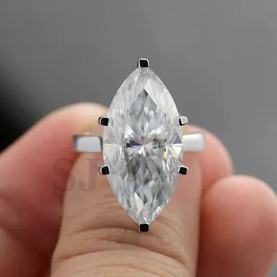 RARE 9.15 Ct Certified Marquise Cut Off White Diamond Ring In 925 Silver Treated • $215.99