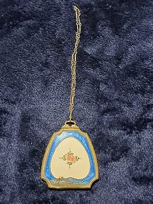 Vintage Antique EAM Enamel Makeup Mirror Compact Wrist Chain Mirror 1920'sEstate • $50