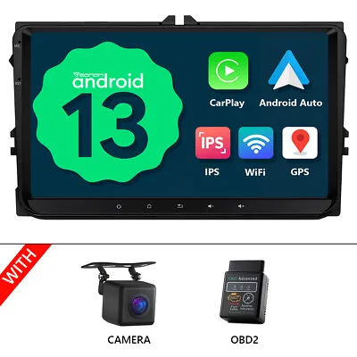 CAM+OBD+Android Auto 13 CarPlay GPS Tablet Car Radio Stereo Video For Volkswagen • $157.36