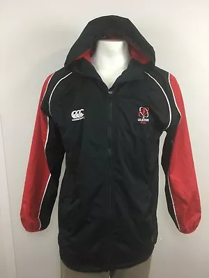 CANTERBURY ULSTER RUGBY JACKET Windbreakere Black MENS SMALL Mid Long Hood • £29.95