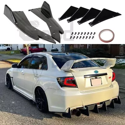 For Subaru Impreza WRX STI Rear Bumper Diffuser Lip Splitter 4 Shark Fins Black • $68.68