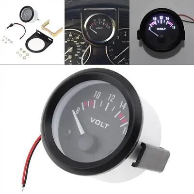 2  52mm Mechanical White LED Car Auto Volt Voltmeter Voltage Gauge Meter 8-16V • $10.99
