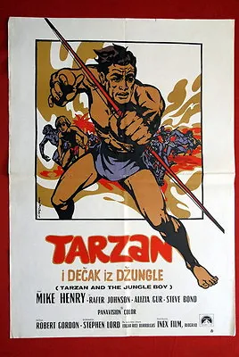 TARZAN & JUNGLE BOY MIKE HENRY 1970’s RARE EXYU MOVIE POSTER • $23.44