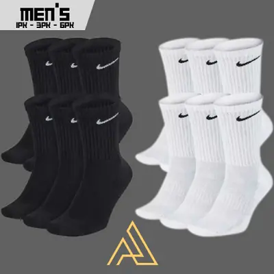 Mens Nike Cushioned Dri-Fit Everyday Performance Crew Cotton Socks 136 Pairs • $23.99