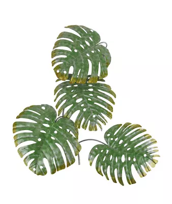 17 Inch Green Metal Palm Leaf Sculpture Wall Hanging Art Tropical Tree Decor • $54.99