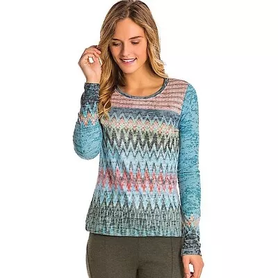 PRANA Lottie In Willow Yoga Tee Top Shirt Burnout Knit Organic Cotton Sz Small • $32.30