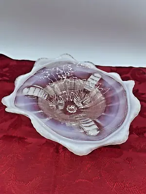 Northwood Opalescent Klondike Pattern White Glass 3 Footed Bowl 1960's • $24.85