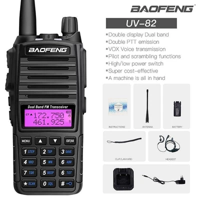 $53.99 • Buy 1 / 2Pcs BF-UV82 Walkie Talkie Long Range VHF UHF Dual Band Two Way Radio 8W
