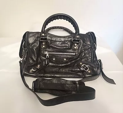 Balenciaga Paris Black City Bag Leather Moto Purse Made In Italy • $300