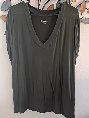 Merona Women's - V-Neck Tee - Short Sleeve - Stretch - Dark Green - Size XXL • $11