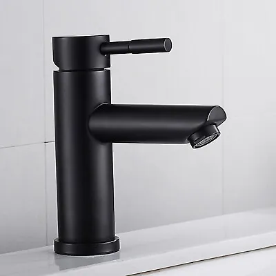 £9.99 • Buy Modern Bathroom Taps Basin Mixer Faucets Black Single Lever Brass Cloakroom Tap
