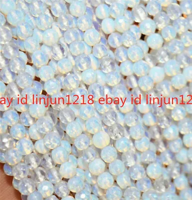 4mm 6mm Natural White Moonstone Gemstone Faceted Round Loose Beads 15'' AAA • $2.84