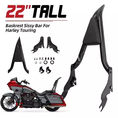 $88.99 • Buy 22  Tall Backrest Sissy Bar For Harley Touring CVO Road Glide Street Road King