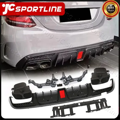 Carbon Rear Diffuser Lip W/Exhaust Tips For Mercedes-Benz W205 C300 C63 C43 AMG • $322.99
