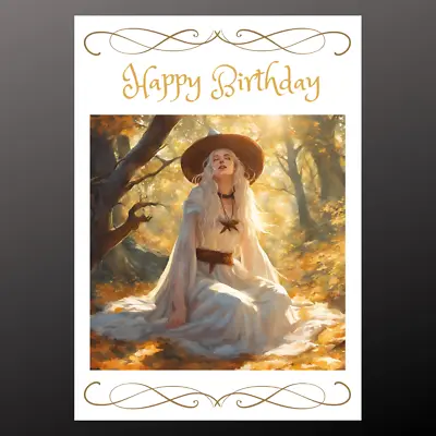 White Witch Birthday Card Personalised Seeded  Pagan Wiccan  Flowers Goddess • £2.99