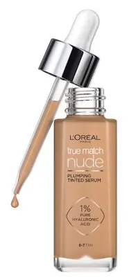L'Oreal Paris True Match Nude Plumping Tinted Serum 1% Hyaluronic Acid 6-7 TAN • £9.25