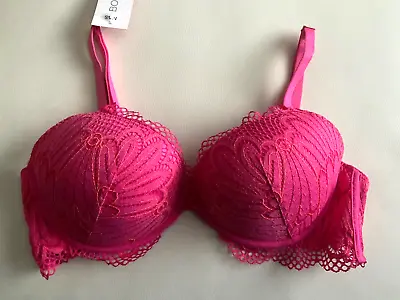 Bnwt M&s Boutique X Damaris Pink Nova Lace Push Up Balcony Bra 34d 36d 36dd 38dd • £10