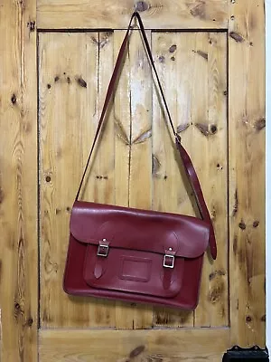 Womens Cambridge Satchel Company Cherry Red Leather Medium Size Satchel. • £25