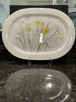 Block Daffodil Platter 15.5  1983 Watercolors By Mary Lou Goertzen Discontinued • $20