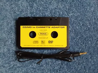 Ross Car Audio Cassette Tape To 3.5mm Audio Adapter For CD MD MP3 Player • £3