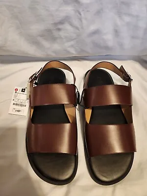 Mens Zara Brown Leather Strap Sandals Size  US 11 Eur 44 • $29.97