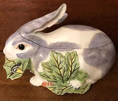 Mottahedeh Majolica Chelsea Rabbit Bunny Covered Dish Tureen ITALY Vintage 12.5” • $79.99