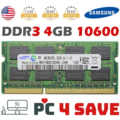 4GB DDR3 1333 MHz 2Rx8 PC3-10600S SODIMM 1.5V Mini Desktop Laptop Memory Samsung • $9.99