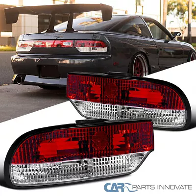 Fit 89-94 240SX S13 Hatchback Red Clear Tail Lights Rear Brake Lamps Pair • $71.95