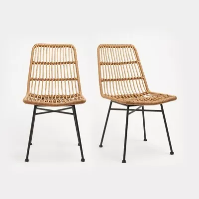 Rattan Dining Chairs Set Of 2 Vintage Style Home Kitchen Seat Accent Chair • £100