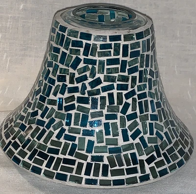 $29.99 • Buy Large Yankee Candle Blue Mosaic Glass Candle Shade Jar Cover