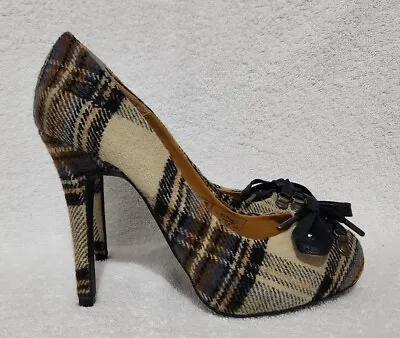 Womens Ed Hardy Plaid Tartan Wool Flannel High Heels Pumps Size 7 • $39.99