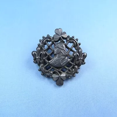 Rare St Joan Of Arc Vulcanite Mourning Brooch  *  Antique Pin • $59