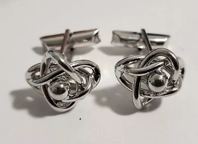 Vintage SWANK Silver Tone Chrome Atomic Cufflinks Nuclear Mid Century Modern • $12.49