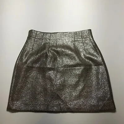 H&M Skirt Womens Size 10 Metallic Gold Shimmery Mini Pencil Party High-Waist • $15.99