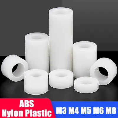 M3 M4 M5 M6 M8 White Nylon(ABS) Spacers Plastic Standoffs Round Thick Washers • £1.50