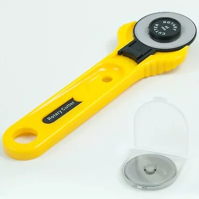 Rotary Cutter For Paper Card Fabric Quilting Vinyl + 5 Pack Cutting Blades 45mm • £4.99