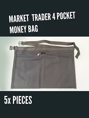 4 POCKET MARKET TRADER BLACK MONEY BAG POUCH 5x PIECES BELT BAGS • £20