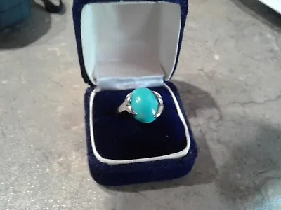  Steel By Design  Stainless Steel Turquoise Cabachon Ring In Size 7 • $25