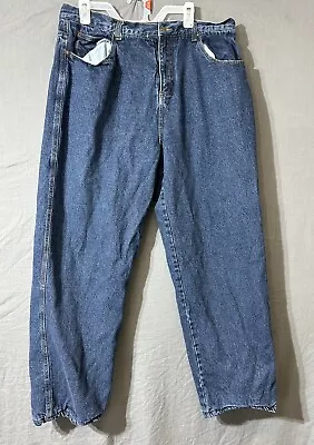 Smiths Workwear Flannel Lined Jeans Mens 38x32 Blue Insulated Winter Fleece • $12.99